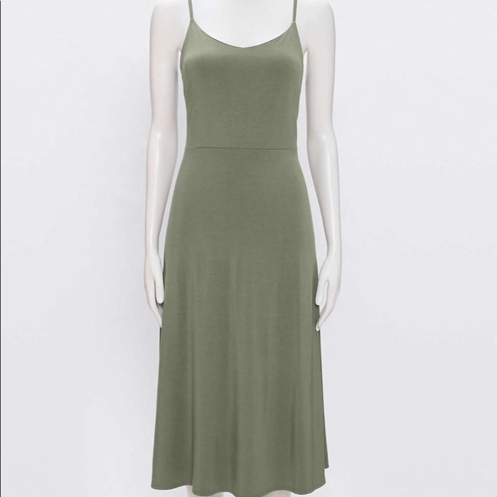 Smocked back straps midi dress